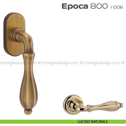 Maniglia martellina DK per finestra 800 Epoca Reguitti lucido naturale