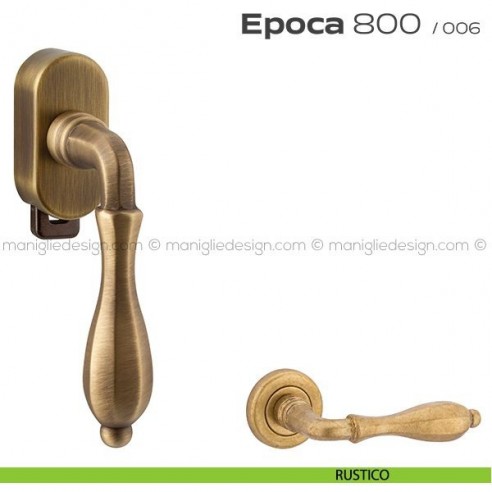 Maniglia per finestra DK con pulsante su placca 800 Epoca Reguitti rustico