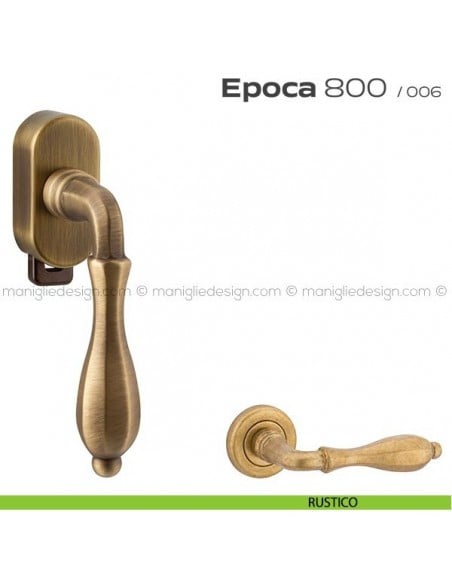 Maniglia per finestra DK con pulsante su placca 800 Epoca Reguitti rustico