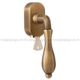 Maniglia per finestra martellina DK con chiave su placca 800 Epoca Reguitti