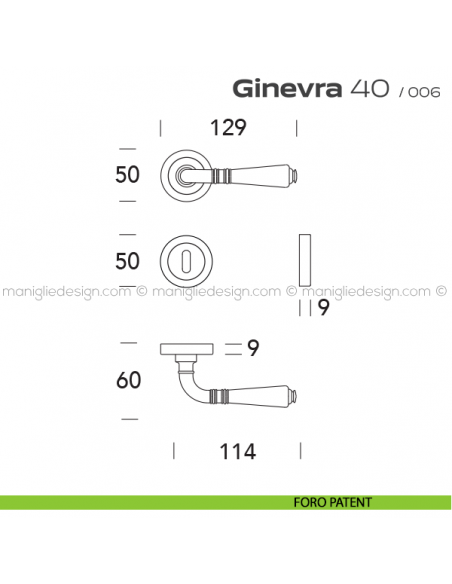 Maniglia per porta Ginevra 40 Reguitti foro patent
