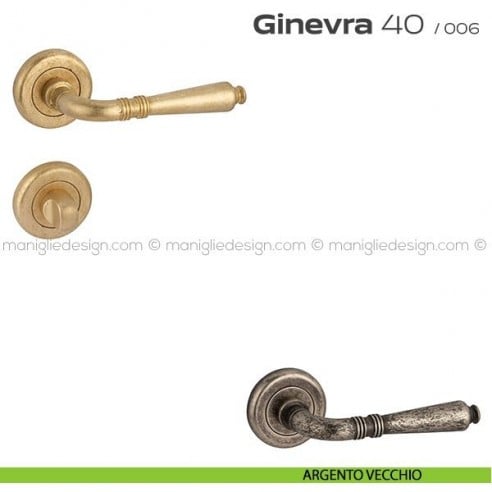 Maniglia per porta con nottolino Ginevra 40 Reguitti argento vecchio