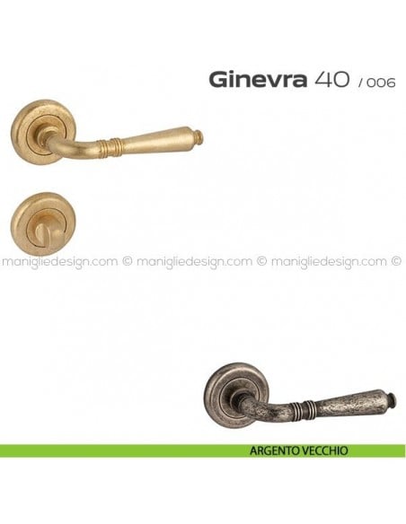 Maniglia per porta con nottolino Ginevra 40 Reguitti argento vecchio