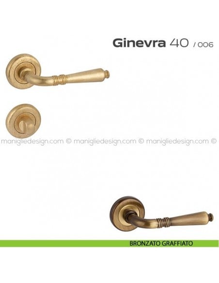 Maniglia per porta con nottolino Ginevra 40 Reguitti bronzato graffiato