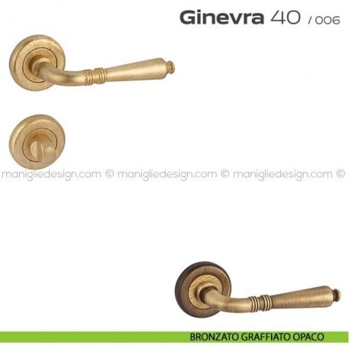 Maniglia per porta con nottolino Ginevra 40 Reguitti bronzato graffiato opaco