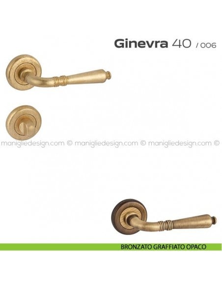 Maniglia per porta con nottolino Ginevra 40 Reguitti bronzato graffiato opaco