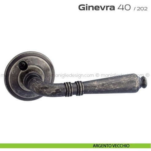 Maniglia per porta 40 Ginevra Reguitti con viti a vista argento vecchio