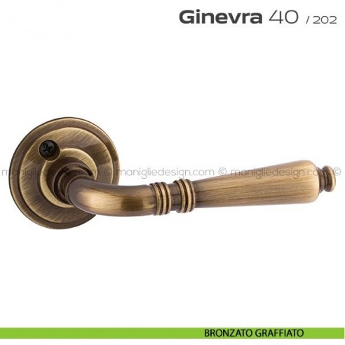 Maniglia per porta 40 Ginevra Reguitti con viti a vista bronzato graffiato