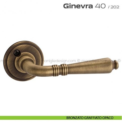 Maniglia per porta 40 Ginevra Reguitti con viti a vista bronzato graffiato opaco