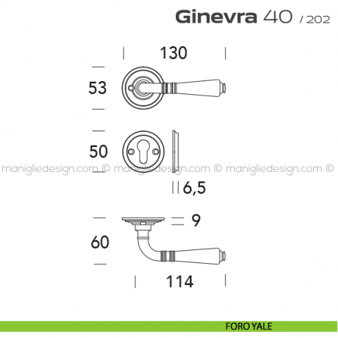 Maniglia per porta 40 Ginevra Reguitti con viti a vista foro yale