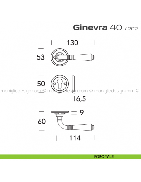 Maniglia per porta 40 Ginevra Reguitti con viti a vista foro yale