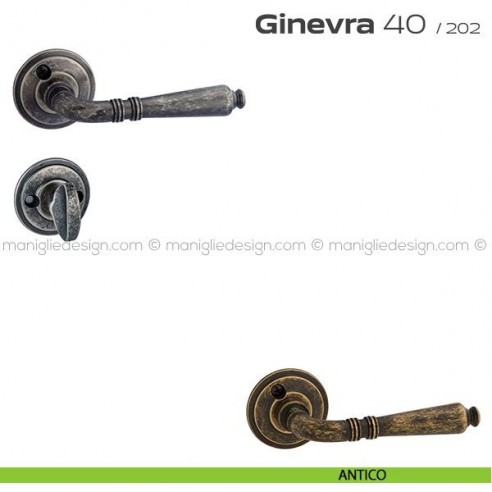 Maniglia per porta con nottolino 40 Ginevra Reguitti con viti a vista antico