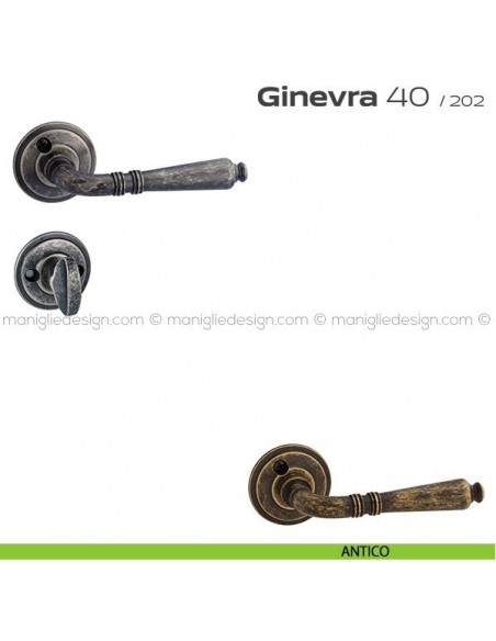 Maniglia per porta con nottolino 40 Ginevra Reguitti con viti a vista antico