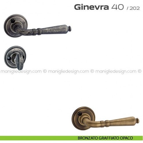 Maniglia per porta con nottolino 40 Ginevra Reguitti con viti a vista bronzato graffiato opaco