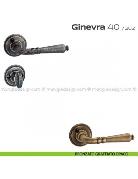 Maniglia per porta con nottolino 40 Ginevra Reguitti con viti a vista bronzato graffiato opaco