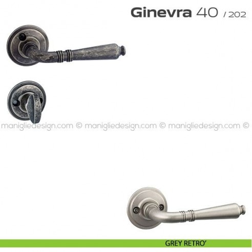 Maniglia per porta con nottolino 40 Ginevra Reguitti con viti a vista grey retrò
