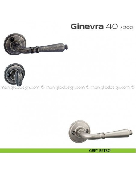 Maniglia per porta con nottolino 40 Ginevra Reguitti con viti a vista grey retrò