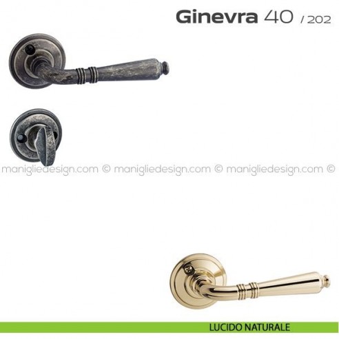 Maniglia per porta con nottolino 40 Ginevra Reguitti con viti a vista lucido naturale
