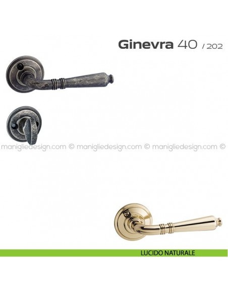 Maniglia per porta con nottolino 40 Ginevra Reguitti con viti a vista lucido naturale