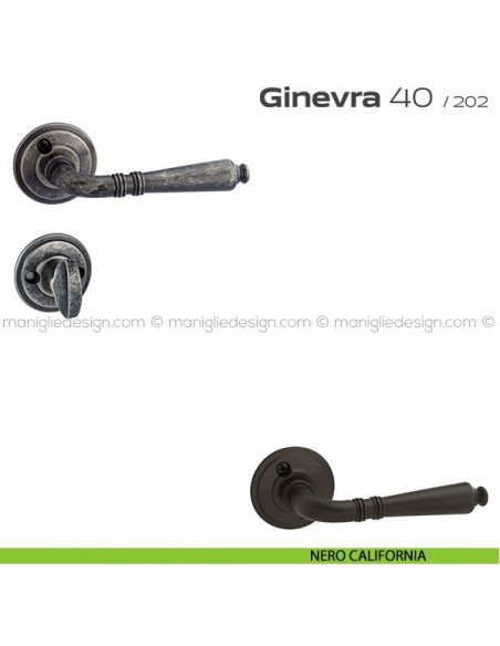 Maniglia per porta con nottolino 40 Ginevra Reguitti con viti a vista nero california