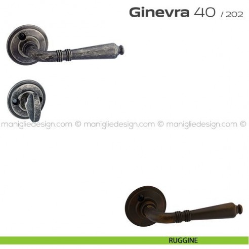 Maniglia per porta con nottolino 40 Ginevra Reguitti con viti a vista ruggine