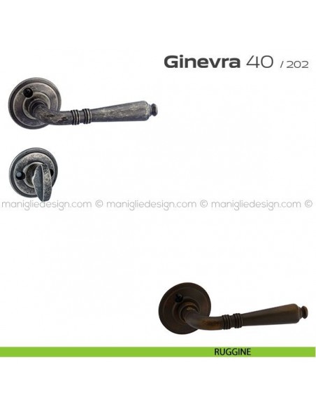 Maniglia per porta con nottolino 40 Ginevra Reguitti con viti a vista ruggine
