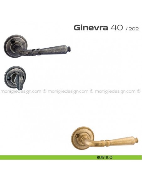 Maniglia per porta con nottolino 40 Ginevra Reguitti con viti a vista rustico