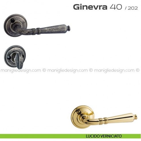 Maniglia per porta con nottolino 40 Ginevra Reguitti con viti a vista lucido verniciato