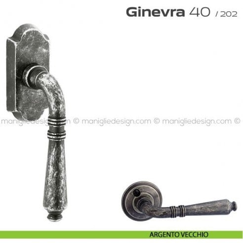 Maniglia per finestra martellina DK 40 Ginevra Reguitti argento vecchio