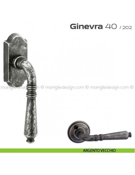 Maniglia per finestra martellina DK 40 Ginevra Reguitti argento vecchio
