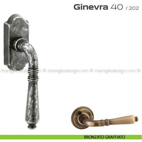 Maniglia per finestra martellina DK 40 Ginevra Reguitti bronzato graffiato