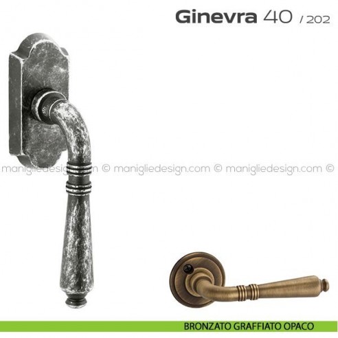 Maniglia per finestra martellina DK 40 Ginevra Reguitti bronzato graffiato opaco