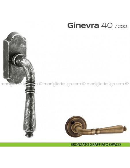 Maniglia per finestra martellina DK 40 Ginevra Reguitti bronzato graffiato opaco