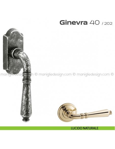 Maniglia per finestra martellina DK 40 Ginevra Reguitti lucido naturale