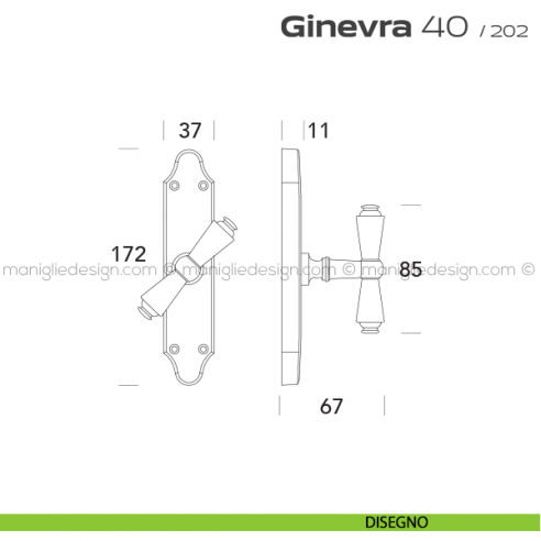 Maniglia per finestra cremonese 40 Ginevra Reguitti disegno