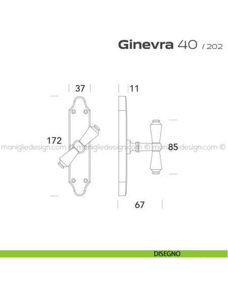 Maniglia per finestra cremonese 40 Ginevra Reguitti disegno