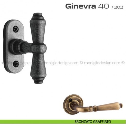 Maniglia per finestra martellina 40 Ginevra Reguitti bronzato graffiato