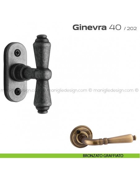 Maniglia per finestra martellina 40 Ginevra Reguitti bronzato graffiato