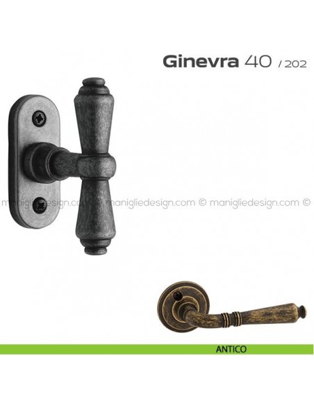 Maniglia per finestra martellina DK impugnatura a T 40 Ginevra Reguitti antico