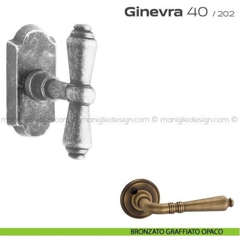 Maniglia per finestra martellina DK impugnatura a T 40 Ginevra Reguitti bronzato graffiato opaco