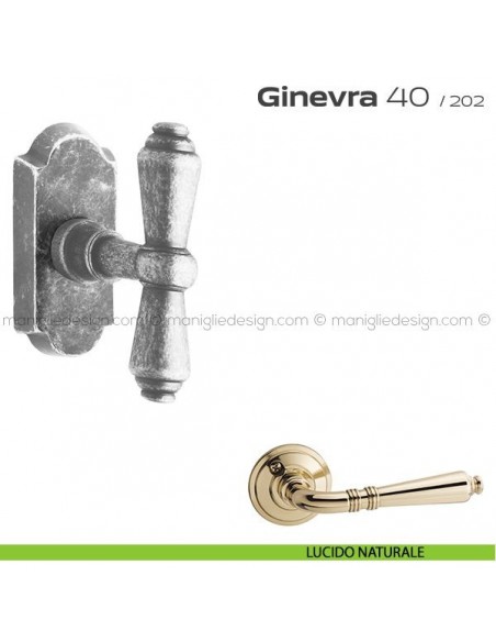 Maniglia per finestra martellina DK impugnatura a T 40 Ginevra Reguitti lucido naturale