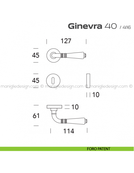 Maniglia per porta 40 Ginevra Reguitti foro patent