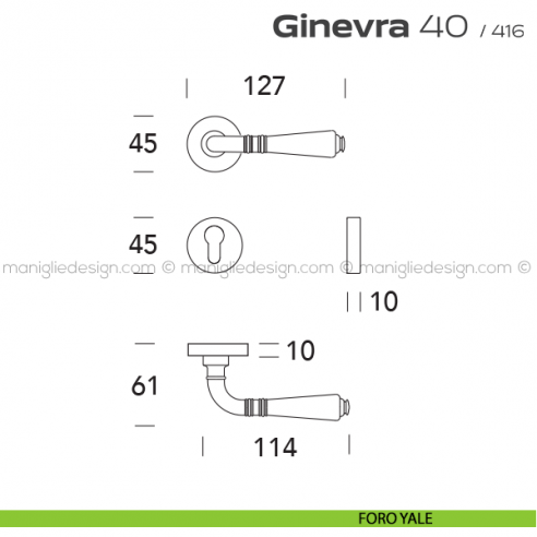 Maniglia per porta 40 Ginevra Reguitti foro yale