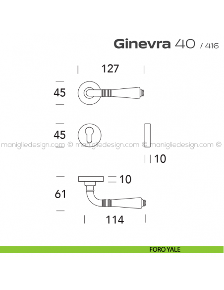 Maniglia per porta 40 Ginevra Reguitti foro yale