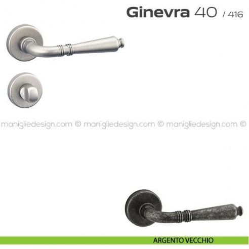 Maniglia per porta con nottolino 40 Ginevra Reguitti argento vecchio
