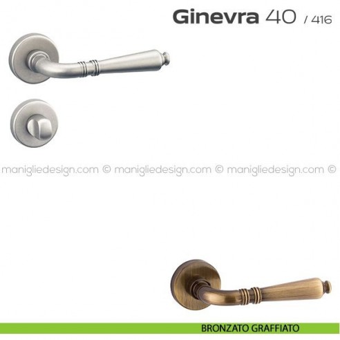 Maniglia per porta con nottolino 40 Ginevra Reguitti bronzato graffiato