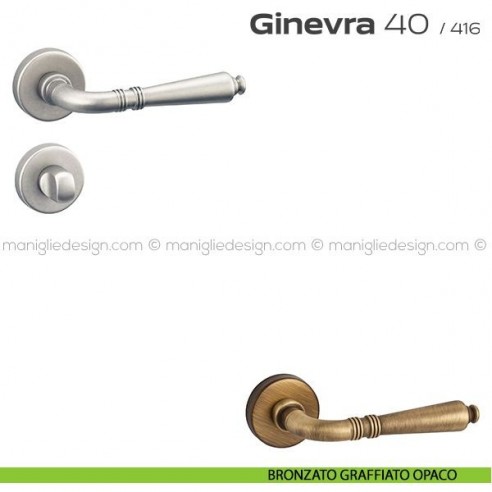 Maniglia per porta con nottolino 40 Ginevra Reguitti bronzato graffiato opaco