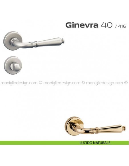 Maniglia per porta con nottolino 40 Ginevra Reguitti lucido naturale