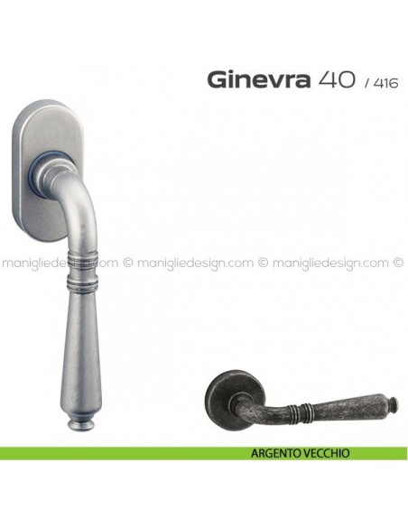Maniglia martellina DK per finestra 40 Ginevra Reguitti argento vecchio