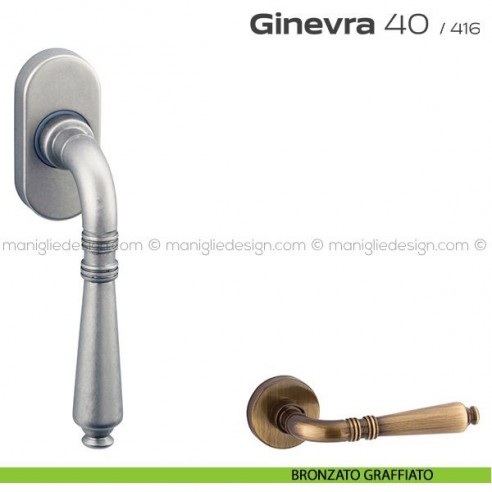 Maniglia martellina DK per finestra 40 Ginevra Reguitti bronzato graffiato